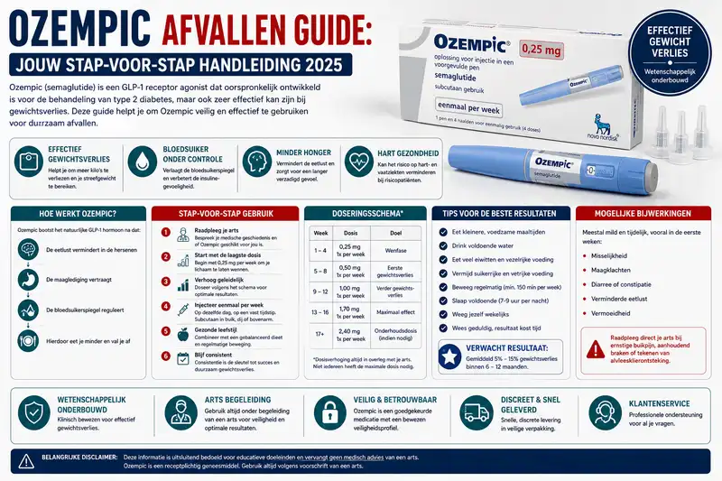 Ozempic en afvallen met uitleg over semaglutide, werking en risico's